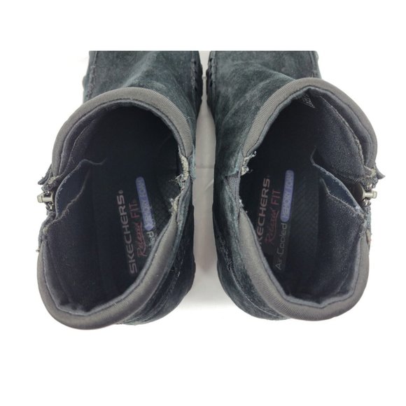 Skechers Bikers Zappiest Suede Zipper Shoes Sneakers Womens Size 6 Black 49590 - Picture 3 of 12